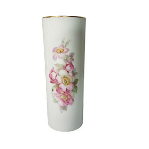 Vintage Gerold Porzellan Bud Vase Wild Rose Gold Trim West Germany